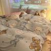 European Check Print Non Fading Bed Sets Simple Washed Cotton Stain Resistant Bedding Set Twin Full Queen King Size Bedclothes