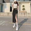 High-Waisted Blue Denim A-Line Skirt with Side Slit for Women - Autumn/Winter 2023