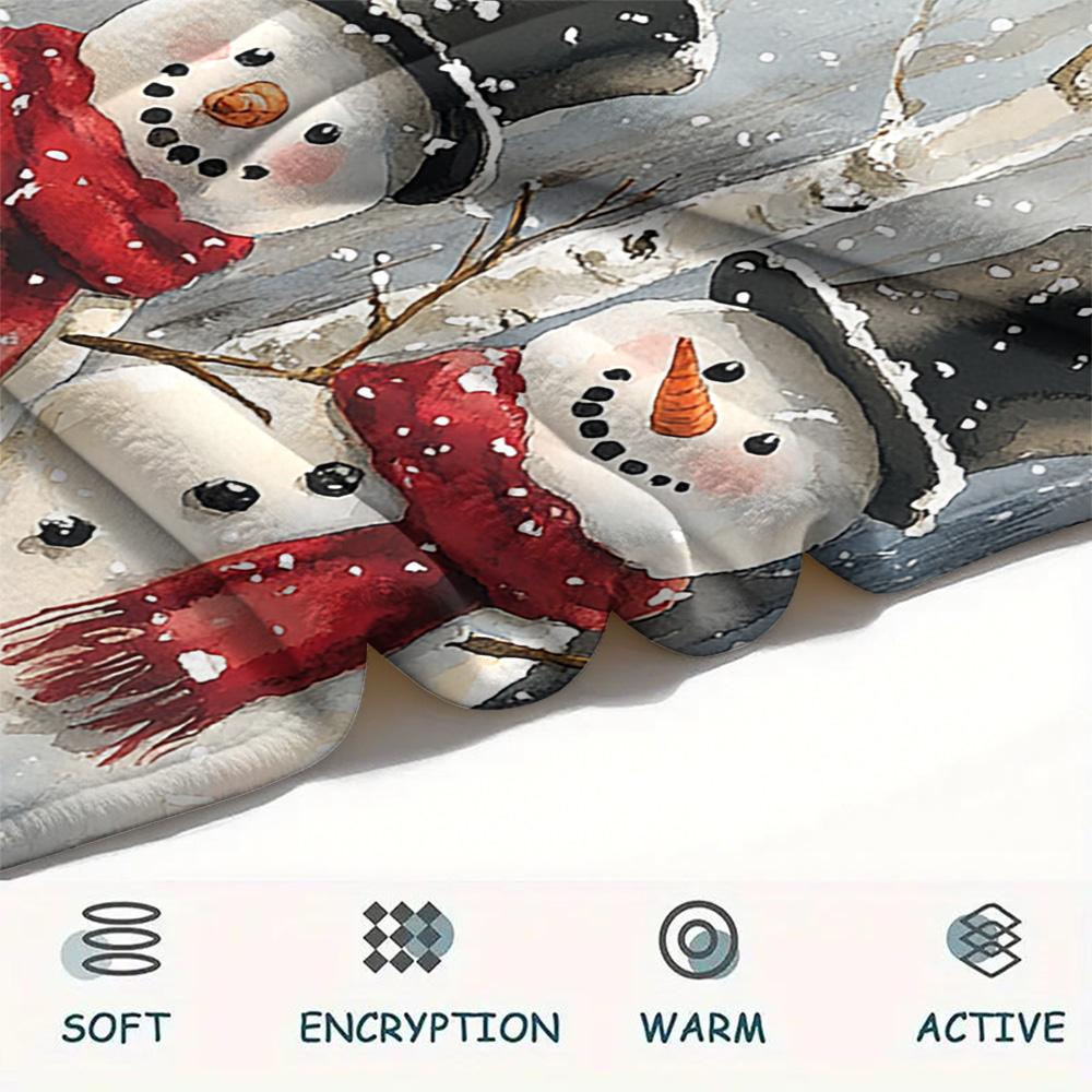 Snowmen Print Flannel Blanket, High Quality Comfortable for All Seasons, Home Decor, Warmth and Comfort, Perfect for Christmas Gifts