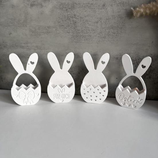 Easter Bunny Mold Flexible Silicone Mold Chocolate Fondant Candy Melts Ice Cubes Easy To Clean Dishwasher Safe 3D Easter Decoration Mold