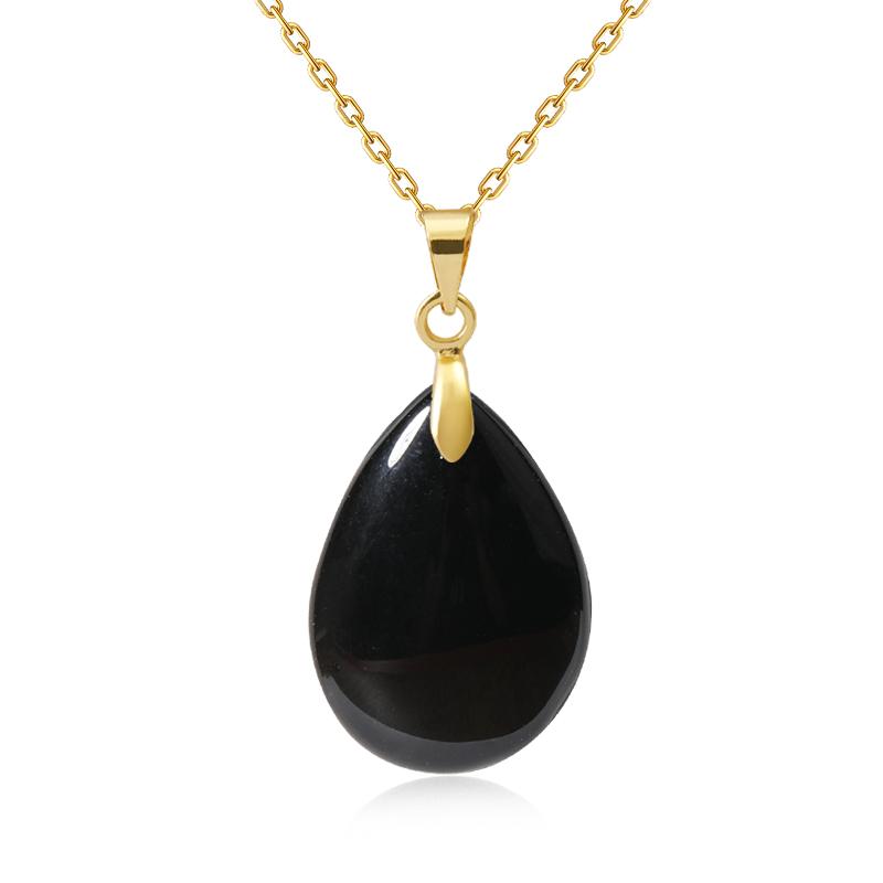 New Fashion Natural Stone Crystal Pendant Teardrop Simple Pendant Necklace Earrings Making Jewelry With Chain Collar