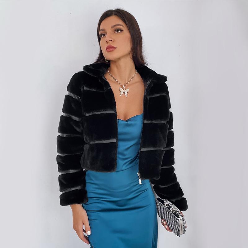 European & American Spliced Rex Rabbit Fur Coat - Women's Trendy Haining Short Style
