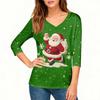 3/4 Sleeve Shirts For Women Print Christmas Tees Blouses Casual Plus Size Basic Tops Pullover