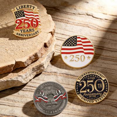 2026 Brooch Commemorating 250th US Anniversary Alloy Enamel Pin with Flag Liberty Bell Butterfly Buckle Suit Lapel Badge