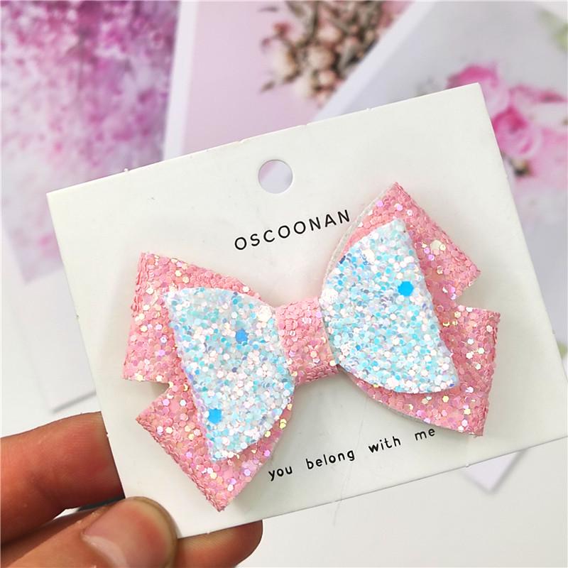 

Shiny Korean-Style Baby Girl Sequin Bow Hairpin Accessory Bow (no hairpin) розовый