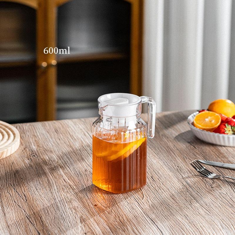 

Large Capacity Household Kettle Plastic Transparent Water Bottle Striped Kettle For Storing Fresh Juice And Beverages In The Kitchen Refrigerator 600ml