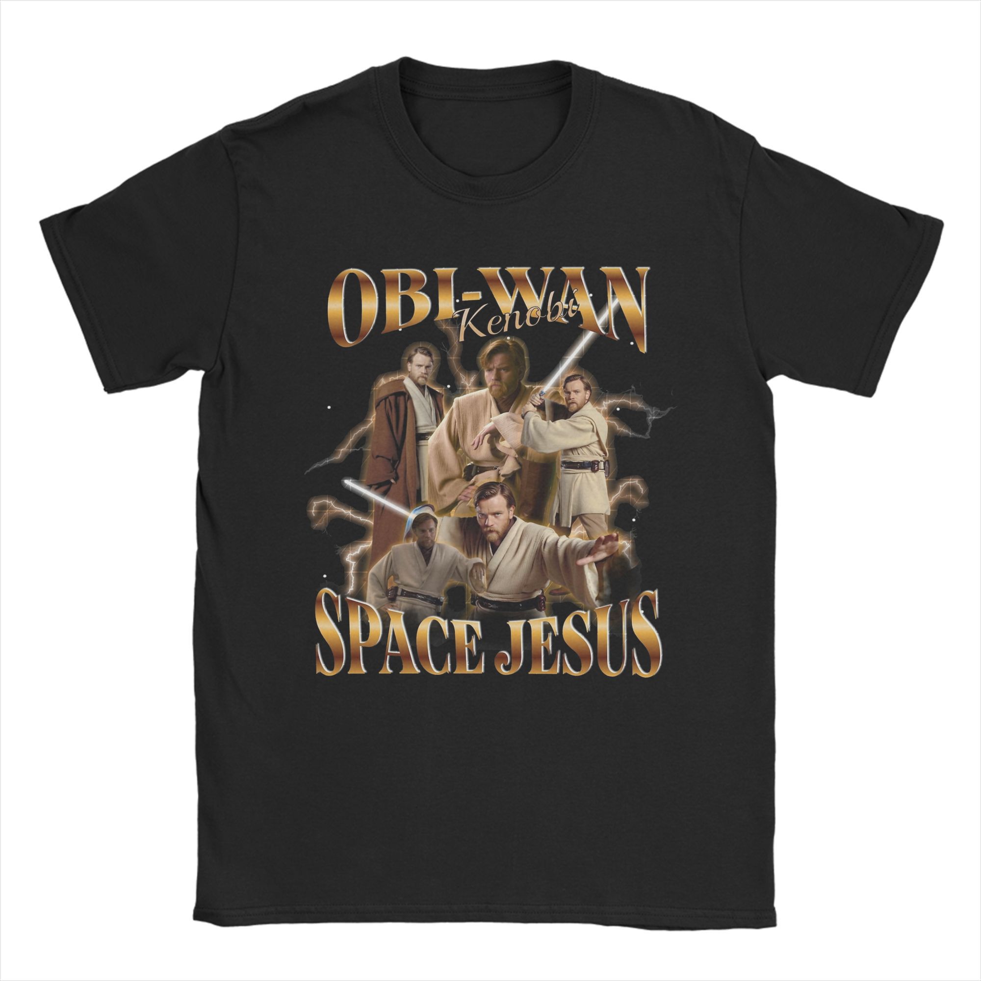 

Obi-Wan Kenobi Space T Shirt Men s 100% Cotton Creative T-Shirts Crewneck Jesus Retro Collage Tees Short Sleeve Clothing Printed 4XL