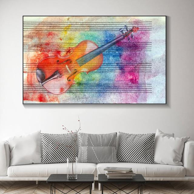 Abstract Vintage Violin Melody Butterfly Canvas Painting Posters And Prints Wall Art Pictures Living Room Home Decor No Frame