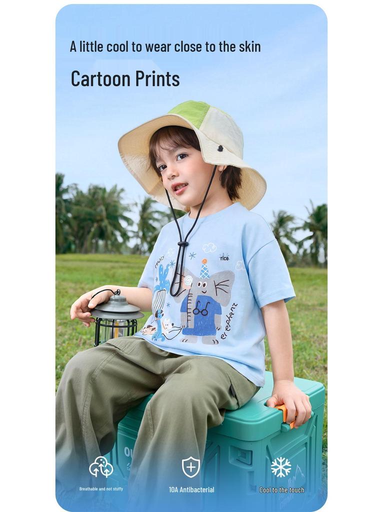 European Boys' Cool-Touch Cotton Short-Sleeve T-Shirt, Summer 2026 Collection for Toddler and Kids