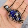 Evil Eye Lapis Lazuli Pendant Copper Wire Wrapped Pendant Lapis Lazuli Gemstone Pendant Jewelry Lapis Lazuli Jewelry Evil Eye Jewelry