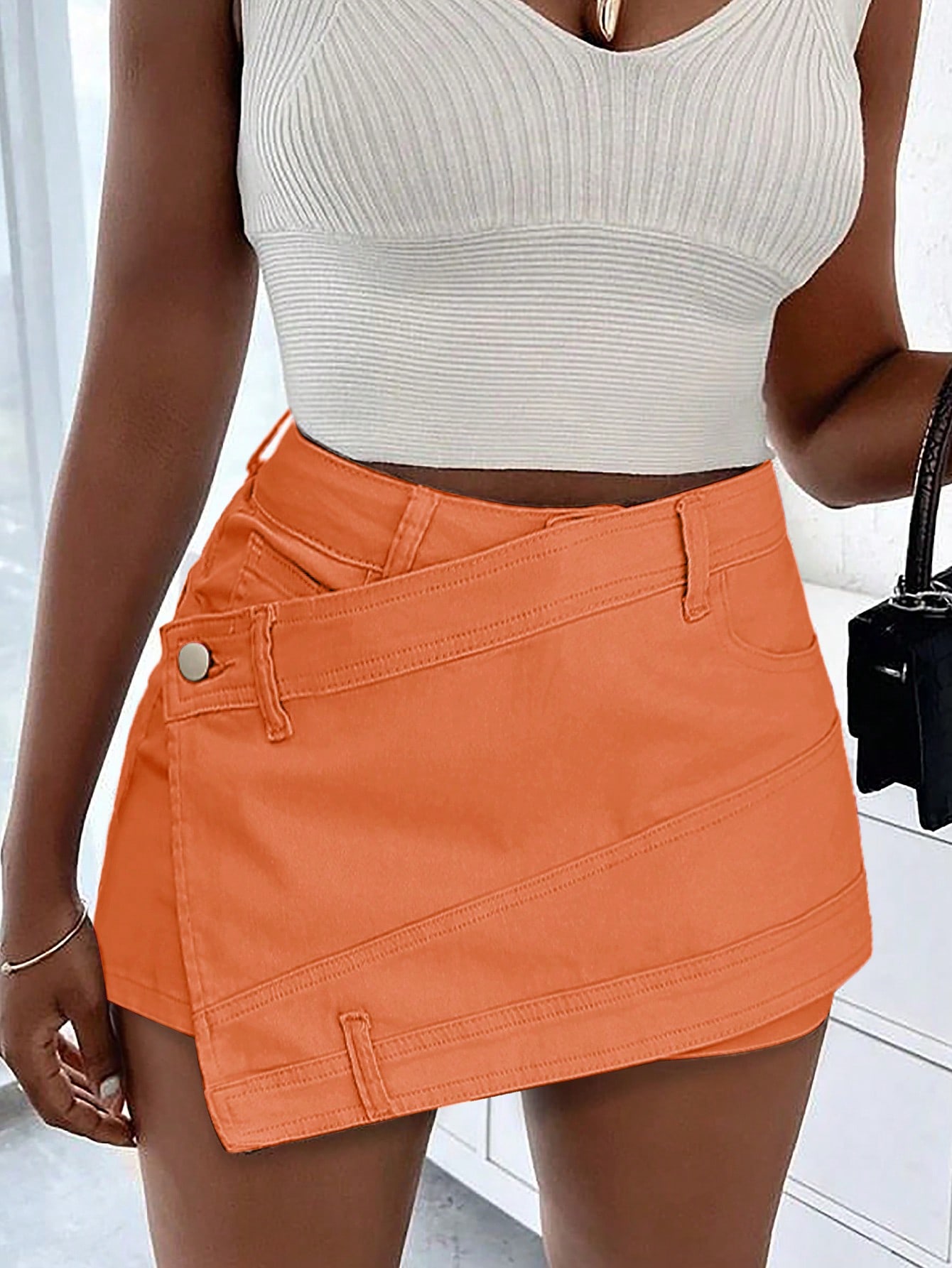 Rose Beauty A Rave Y2K Street Vintage Overlap Tail Wrap Solid Aymmetrical Hem A-Line — фото 17