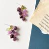 Pendientes de Uva Morada Coreanos Retro Frescos de Verano con Clip sin Perforar para Mujer Dulce Temperamento Regalo Femenino Joyería