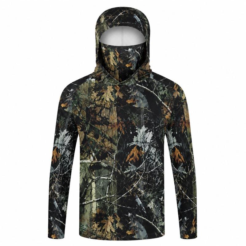 Men Hood Fishing Shirt Long Sleeve Fishing T Shirt Uv Protection Fishing Apparel Sun Protection In Summer