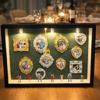 Artistic Wooden Shadows Box With 10 Mini Picture Frames 8 Decorative Figurines And Built In Lighting Frames Collection