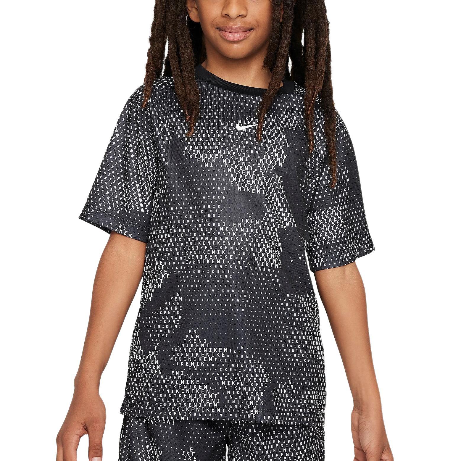 

Nike Футболка с коротким рукавом и круглым вырезом, с принтом мультилоготипа, детские топы, черные FN8694-010 S