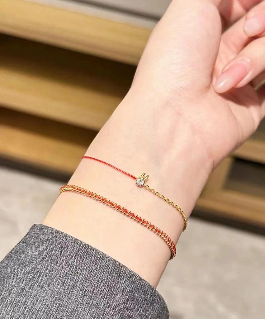 Women's Pure Silver Red Rope Bracelet - Niche Design, Handwoven New Year Jewelry