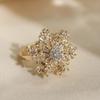 Light Luxury Snowflake Ring Sparkling Zircon Finger Ring Creative Rotatable Snowflower Ring  Party