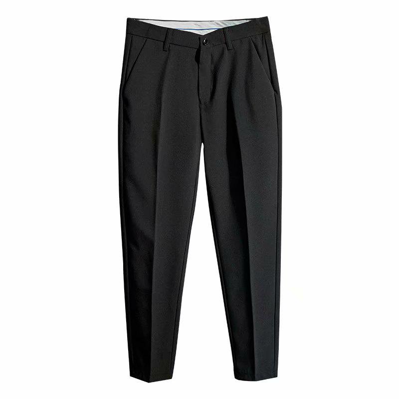 Men's Slim-Fit Tapered Trousers – Solid Color, Casual & Business-Ready
