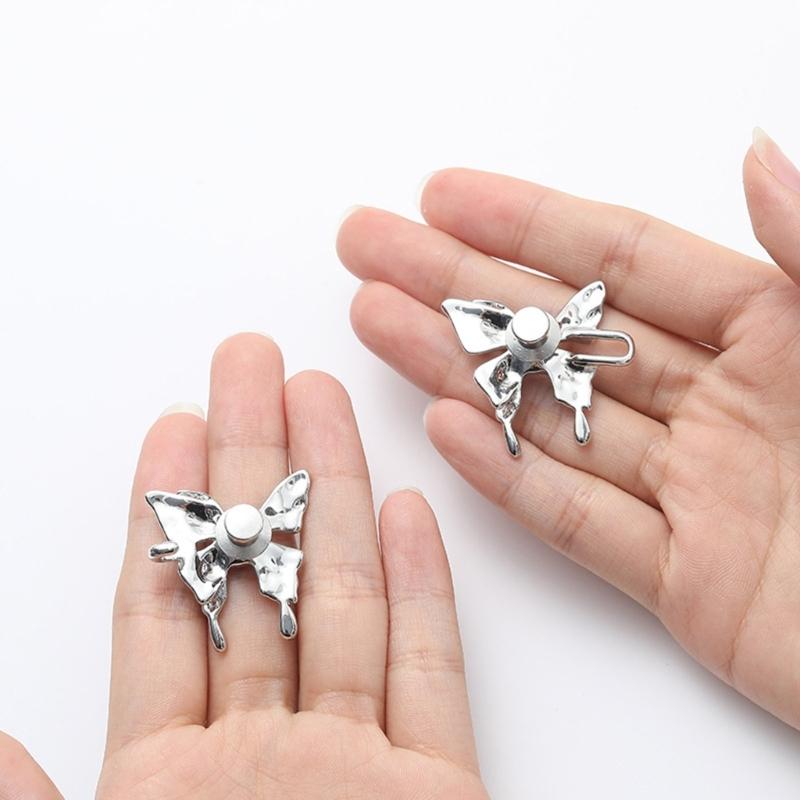 2pcs Nail-free Waist Buckle Butterfly Waist Closing Artifact Adjustable Snap Button Detachable Clothing Pant Jean Sewing
