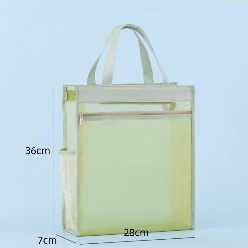 A4 Transparent Mesh Tote Bag for Middle School Exam & Art Supplies - Large Capacity Student Organizer