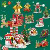 Non-Toxic 8In1 Christmas Santa Claus Sled House Model Building Block Diy Elk Snowman Bricks Ornament Toys For Children Adult Gift