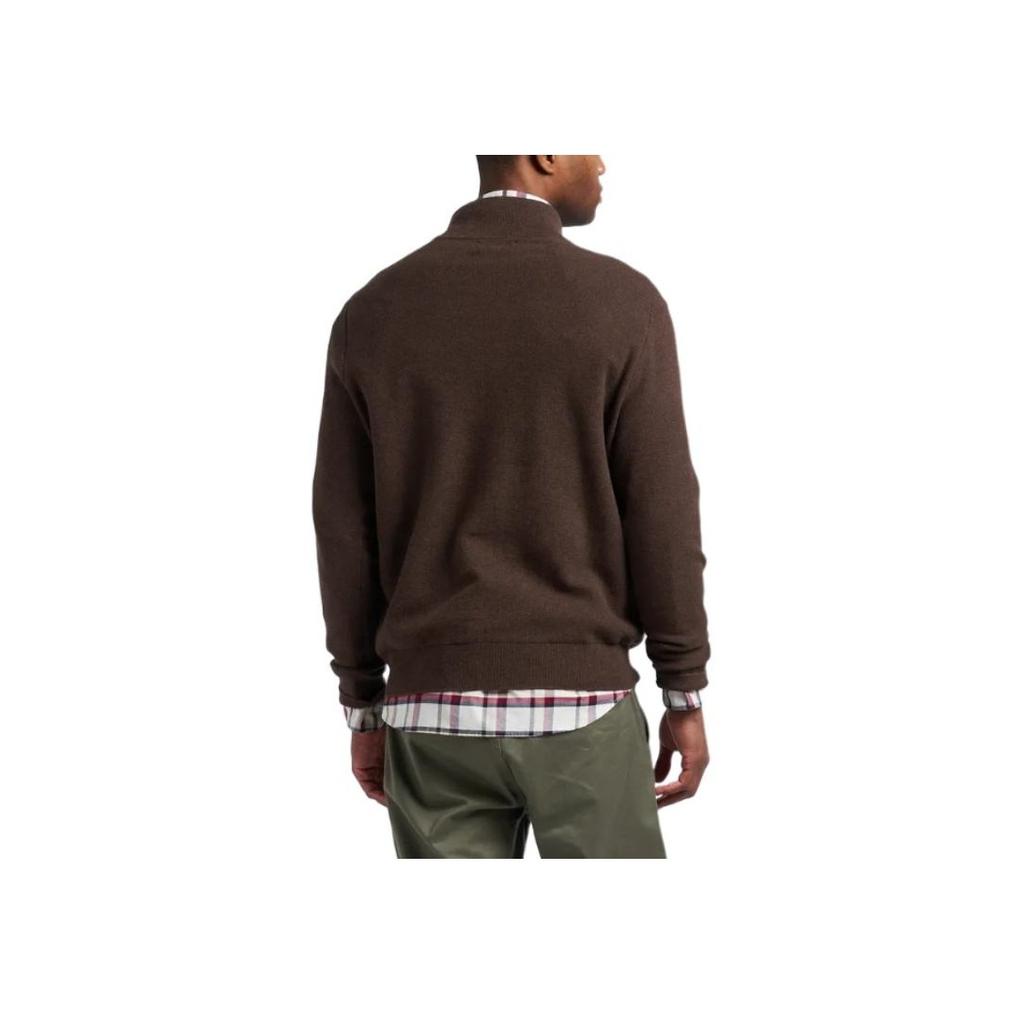 Polo Ralph Lauren Logo Embroidered Mock Neck Half-Zip Long Sleeve Sweater Men sweater Brown 710932304-504