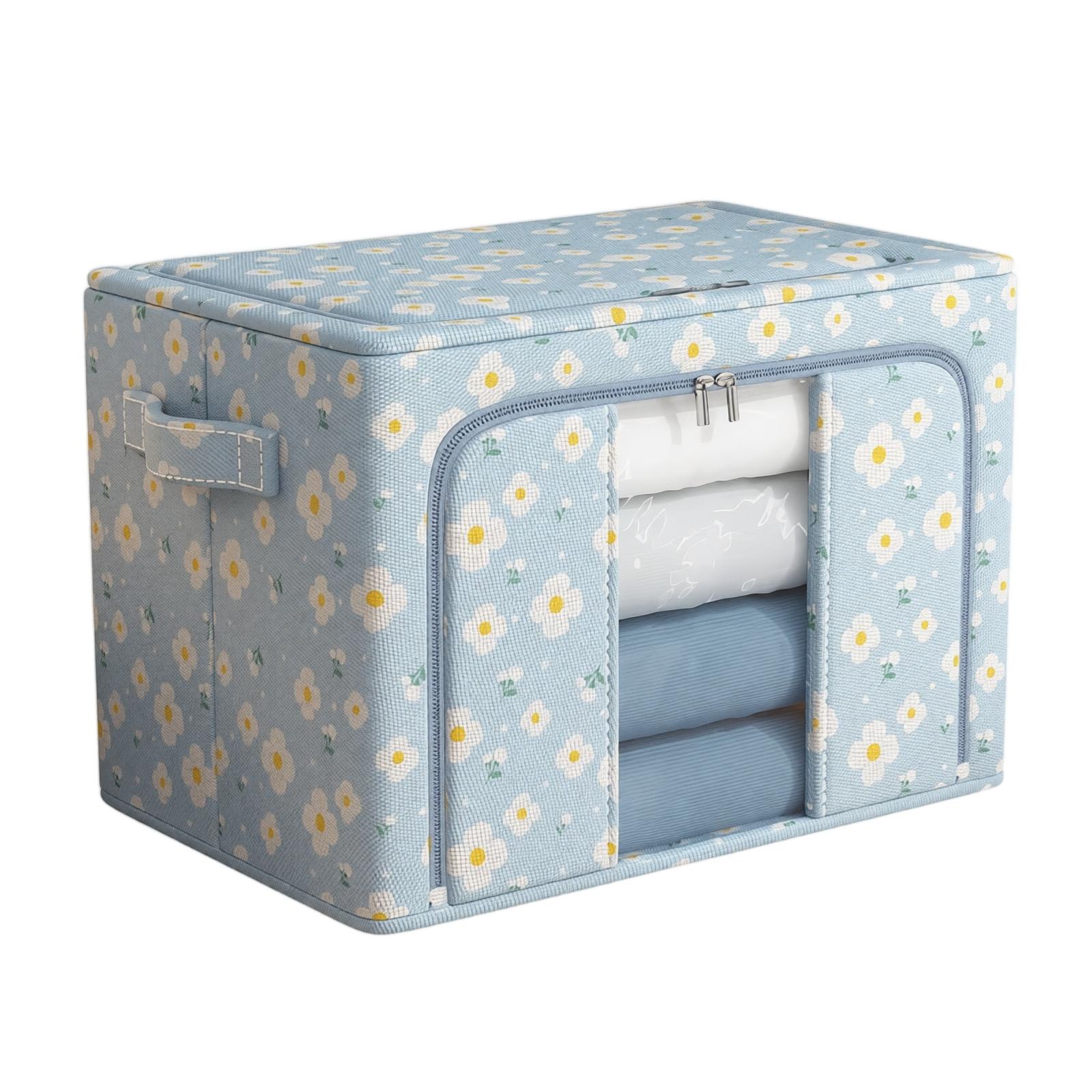Fabric Storage Box with Clear Window and Handles, Foldable Closet for Blankets Toys one size