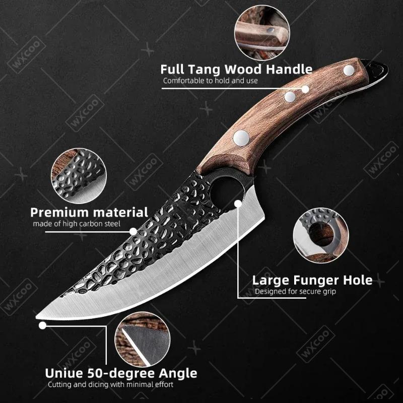 2pcs Stainless Steel Sharp Chef Knife Boning Meat Cleaver Butcher Handmade Forged Kitchen Knives Fruit Vegetable Mini Knife Set