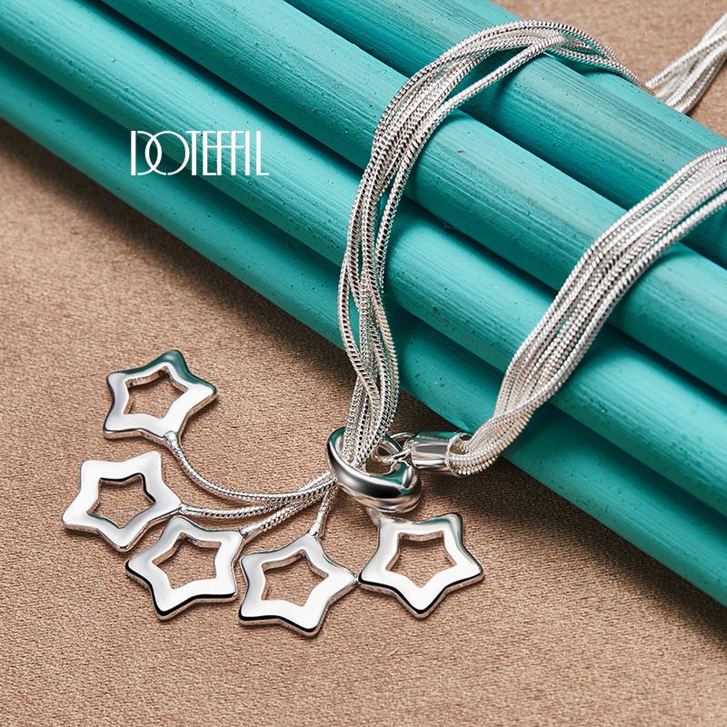 Snake Chain Star Pendant Necklace Silver Party Gift Fashion Jewelry