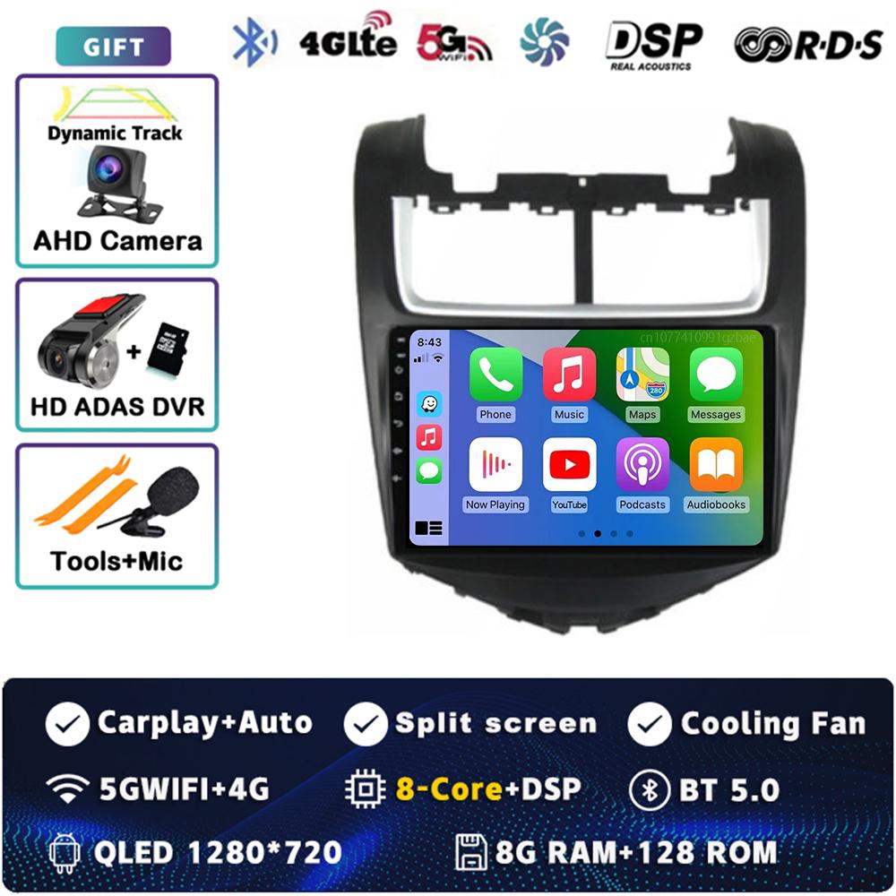 9" Android 14 Carplay Car Radio For Chevrolet Aveo 2014 - 2017 Multimedia Video Player Navigation GPS Stereo 2Din DVD 360 Camera
