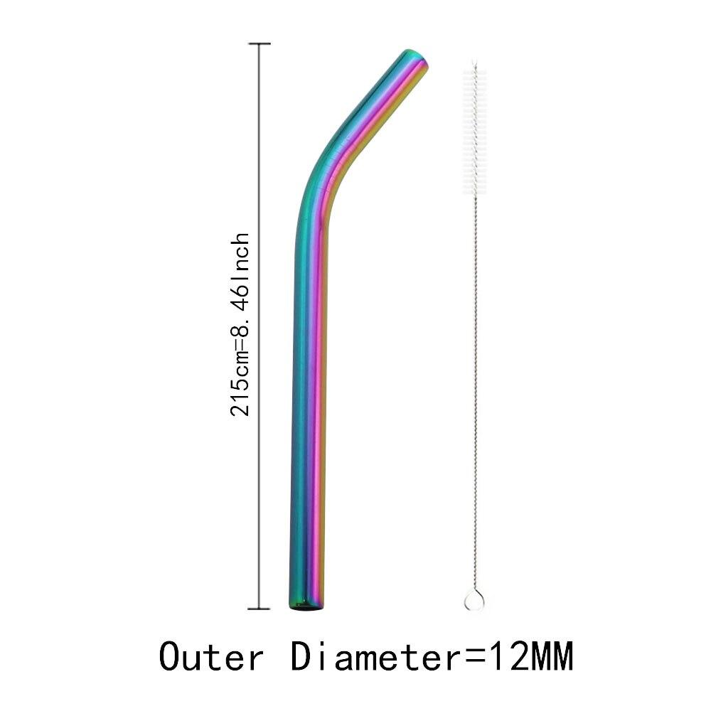 Vícebarevná pitná brčka Ekologická nerezová brčka na nápoje s čisticím kartáčkem