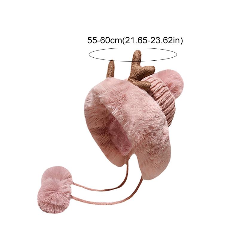 1PC Christmas Outfit Christmas Accessories Ear Flap Hat Gift Faux Fur Hat Fashion Plush Hat Warmth 55-60cm