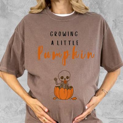 Wachsende kleine Kürbis T-Shirt, Halloween Schwangerschafts enthüllung Geschenk, Oktober Schwangerschafts Ankündigung T-Shirt, Lustiges Halloween Schwangerschafts Shirt