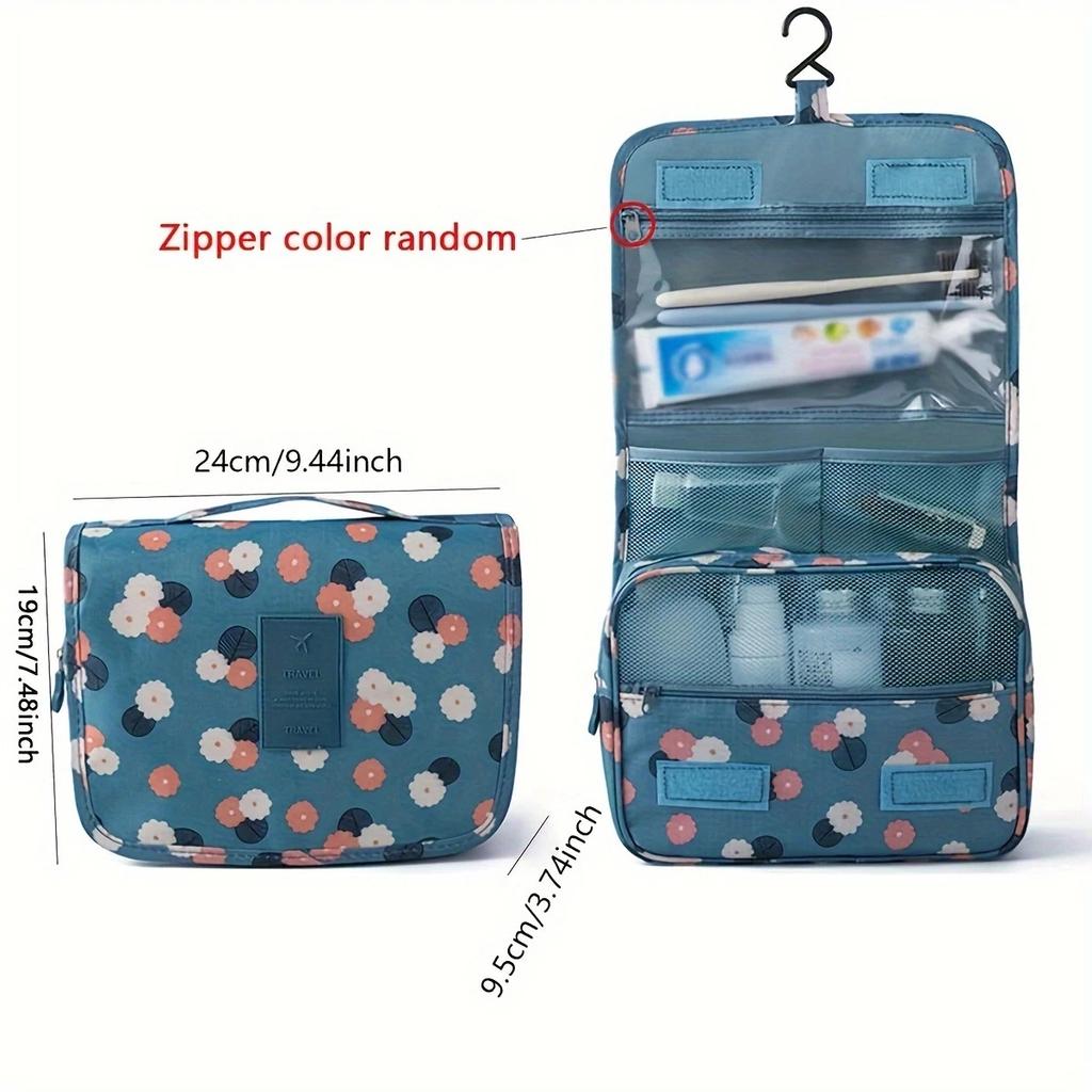 1pc travel washing cosmetic bag beauty storage bag ladies bathroom with hook storage bag, folding cosmetic bag.
