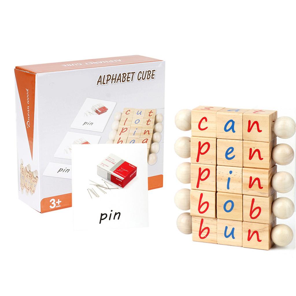 Montessori Alphabet Wooden Phonetic Reading Blocks Firs Production Process For Kids Toddlers