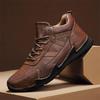 2024 Men's Soft Sole Mid-Top Hiking Boots, Casual Winter Warm Velvet Leather Shoes