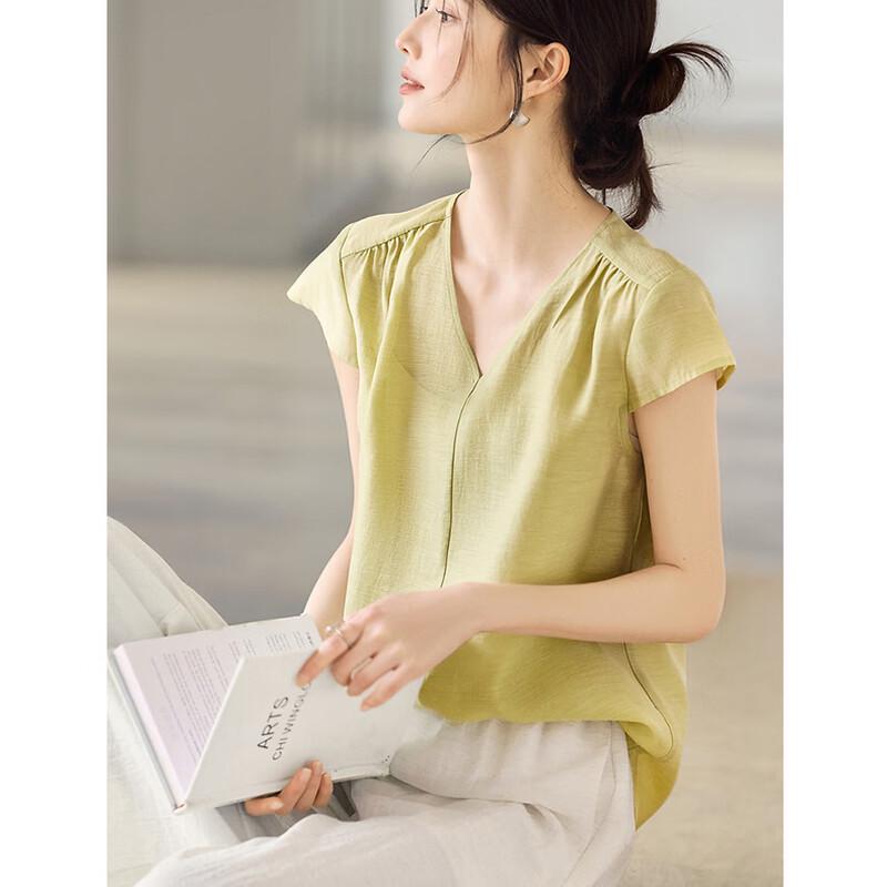 La Chapelle 2026 V-Neck Flutter Sleeve Blouse L