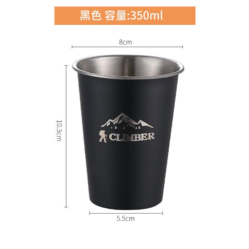 

Чашки для кави на відкритому повітрі 304 з нержавіючої сталі. Портативні кемпінгові пивні кухлі. Подорожі. Чашка для молока. Чашка для вина. Міцний посуд для пікніка. 350ml чорний