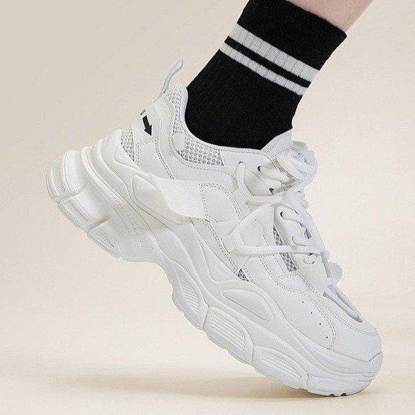 

2025 Spring New Solid Color Fashion Soft Bottom Mesh Breathable Sneakers Female Students Leisure Sports Daddy Shoes Female 35 белый
