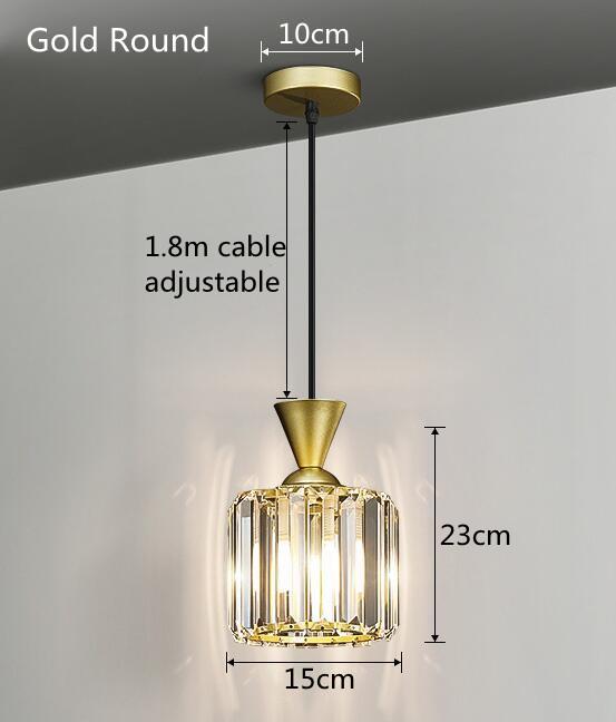 Modern Crystal Pendant Light Nordic Gold Hanging Lamp Bedside Pendant Lamp Living Room Restaurant Shop Bar Fixture Decoration