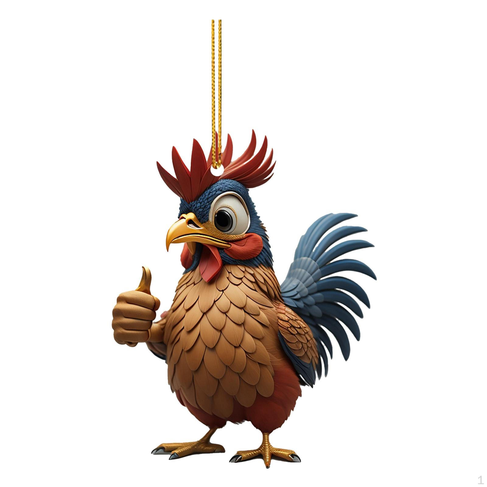 Cartoon Chicken Pendant Christmas Tree Decoration Ornament Handmade Decorative Acrylic Blue