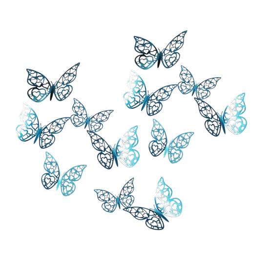 

12 Pcs 3D Butterfly Wall Decals 3 Sizes Butterflies Wall Stickers Removable DIY Hollow Metallic Butterfly Decals for Kids Bedroom Nursery Birthday синий