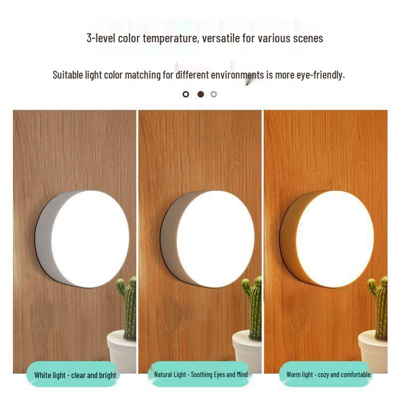 LED Motion Sensor Night Light, USB Rechargeable, Magnetic, Dimmable, 3-Color Cabinet or Bedside Light with Remote Control