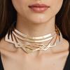 Cooler metallischer Choker Schichtketten Halskette Elegantes kantiges Kragen Schmuckstück für Hochzeitsfoto Bühnenshow
