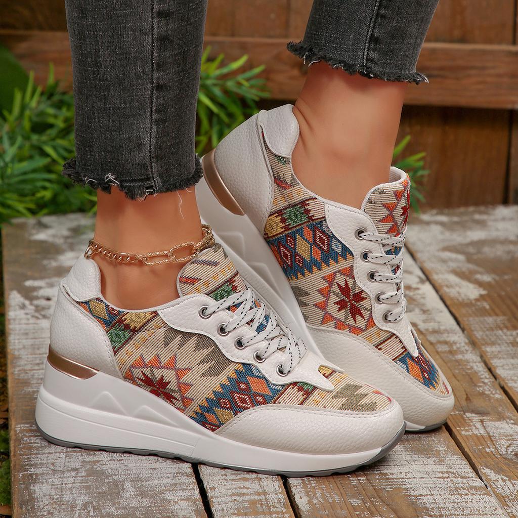 Fashion Women's Casual Large-Sized 43 Bohemian-Style Wedge Heel Round-Toe Comfortable Single Shoes for Autumn