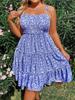 2025 Plus Size Women's Floral Camisole Mini Dress - Comfortable & Casual