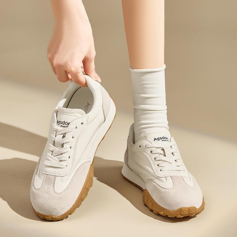 Augusteng Platform German Training Shoes Women's 2025 Summer New Academic Style Flat Bottom Sports and Leisure Women's White Shoes