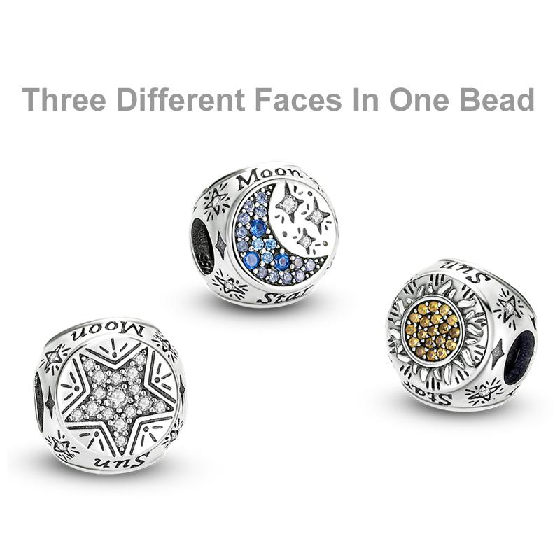 Shining New In Charms Bead Original Accessories Bracelets Copper Inlaid Zirconium Star Moon Dangle Diy Jewelry Gift Making