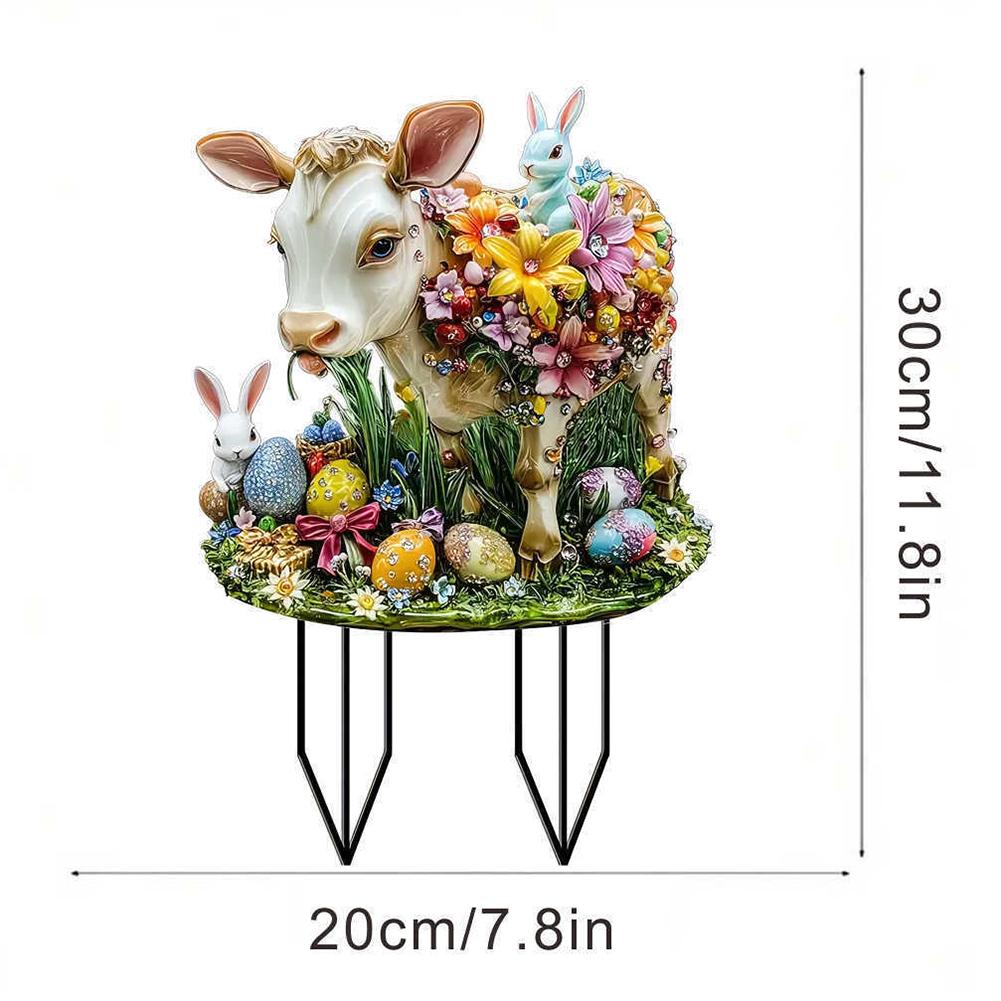 Acryl Gartenstecker Dekoration Osterhase Kaninchen Hof Rasenstecker Ornament Wasserdichte Hofstatue für Außendekoration