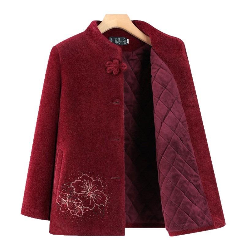 Grandma winter coat women middle-aged and elderly winter fleece thickened coat old lady gold mink clothes mother outfit